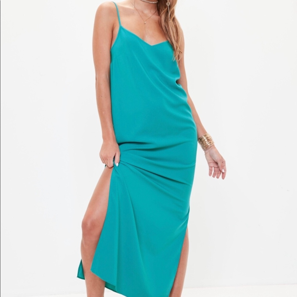 Teal Double Split Maxi Dress - image 3